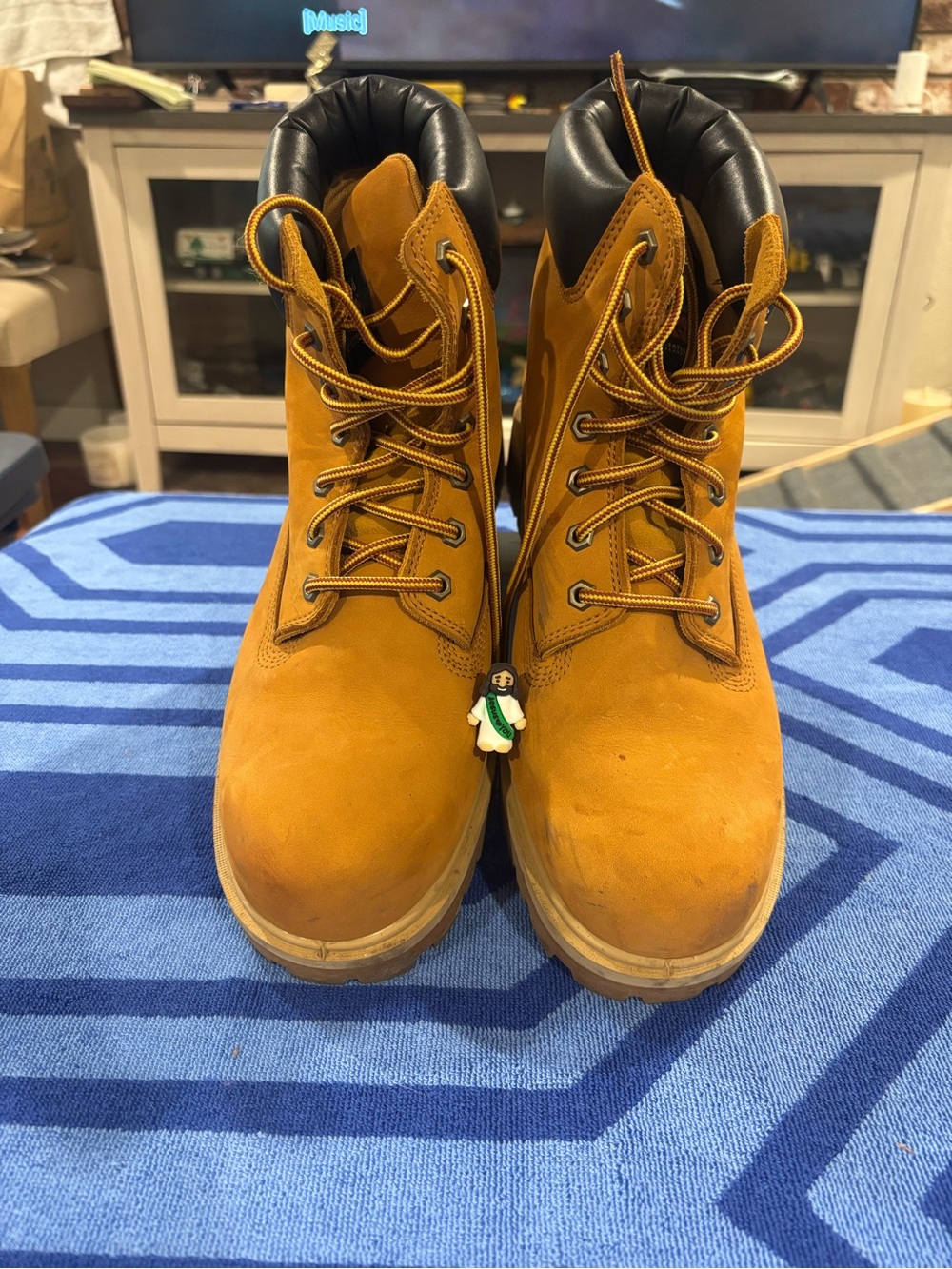 Timberland Wheat Nubuck Lace-Up Work Boots with Black Padded Collar